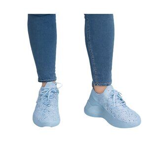 Blue Rhinestones Sneakers Shoes Athletic GLITTER Shoe Women's Woman's SIZE 6.5